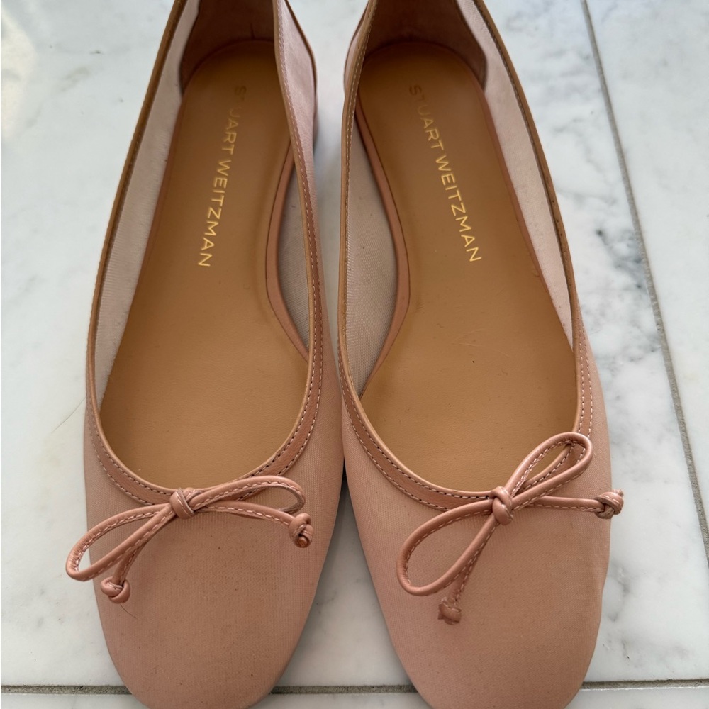 Stuart Weitzman Pink Nude Mesh Ballet Flats